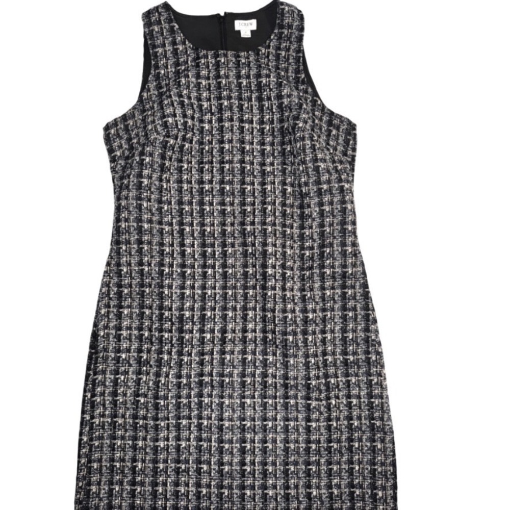 J.Crew Womens Navy Blue Black Tweed Sleeveless Shift Dress Size 2 Round Neck - Picture 2 of 9